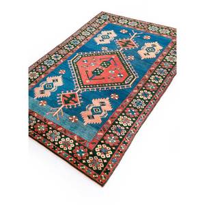 Tapis en laine noué à la main Nuray Blue, motif géométrique, tapis rectangulaire pour couloir, décoration de salon, taille 9x12, idéal pour les voitures - Product Image 2