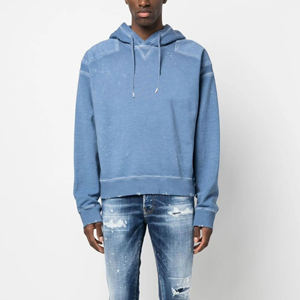 เสื้อฮู้ดผู้ชายแนวสตรีทเสื้อครอปทรงหลวมซักกรดแบบวินเทจ - Product Image 1