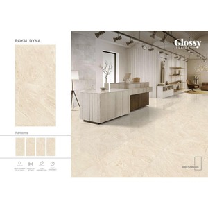 600x1200mm Venezuela Crema Carreaux de porcelaine vitrifiés brillants GVT PGVT Dalles de céramique aspect marbre pour sol et mur - Product Image 6