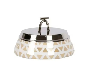 Marmite de charme avec base en bois et détail de travail de vadrouille comprend un couvercle en verre pour un service alimentaire pratique et attrayant - Product Image 4