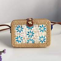 Sacs à main en rotin jaune clair tressé avec poignée, classiques, rayés, petite taille, imprimés personnalisés, 0,3g, accessoires de mode tendance