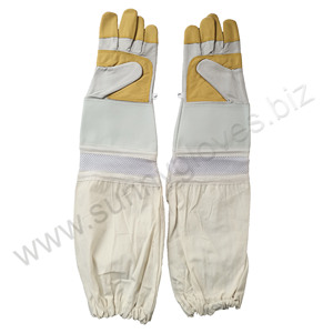 Guantes protectores de lona y piel de oveja dorada de alta calidad para apicultores/guantes de Apicultura - Product Image 2