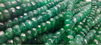 Perles de pierre naturelle émeraude HAYAAT GEMS, facettées en rondelle, 5 mm, vertes, trou de 0,5 mm, origine Zambie, traitées, chaîne de 2 à 30 pouces pour bijoux