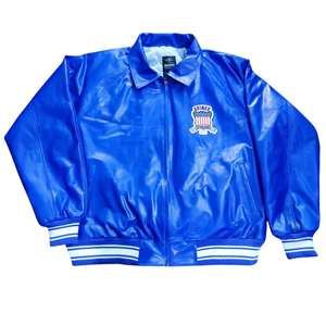 C'est une veste bomber en cuir Avirex Icon dans une variante de couleur bleue. - Product Image 1