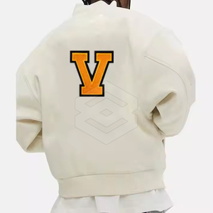Chaqueta con letras de chenilla bordadas para hombre, cuello levantado, personalizable, algodón/poliéster, alta calidad, venta al por mayor, 2025 - Product Image 2