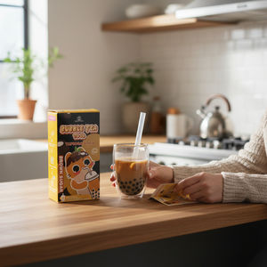 Kit de thé au lait à bulles instantané, saveur matcha au sucre brun, boîte de 240g - Product Image 3