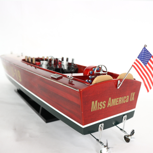 นางสาวอเมริกา IX โมเดลไม้เรือสปีดโบ๊ทพร้อมสำหรับการตกแต่งบ้านสไตล์โบราณที่ทำด้วยมือคุณภาพสูง - Product Image 4