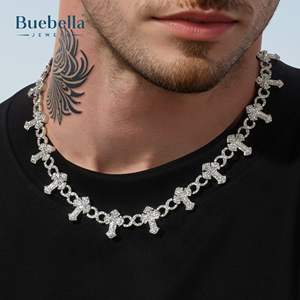 Venta caliente 925 Plata 18K Chapado en oro 18MM Moissanite Diamond Iced Out Cross Infinity Chain Joyería fina para hombres - Product Image 1