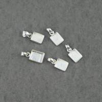 Pendentif rectangulaire vierge en argent sterling plaqué or 22k/14k, fait main, 10x14mm, pour bijoux en résine (lait maternel, cendres)