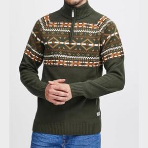 Custom <b>Men's</b> 1/4 Zip Closure Long Sleeve Classic Polyester/Cotton Twill Breathable Pullover Sweater Autumn Warm Knitwear - Product Image 3
