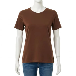 Camisetas de Mujer con Cuello Redondo Antiencogimiento, Tejido de Algodón Suave y Cómodo, Diseño Transpirable para Uso Diario y Fácil Cuidado - Product Image 1