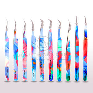 Pince à épiler professionnelle pour cils et volume, dégradé rouge-noir unique, forte adhérence, pointe en fibre, personnalisable - Product Image 4