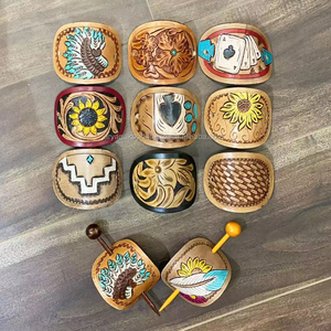 Western Style Tooled Leather Vintage Women <b>Hair</b> Stick Barrette <b>Clips</b> Genuine Leather <b>Hair</b> <b>Slide</b> Bridesmaid <b>Hair</b> Accessories - Product Image 2