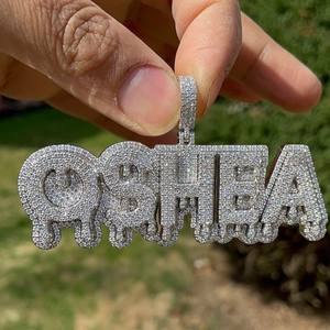 Hip Hop 925 plata esterlina oro blanco VVS Moissanite diamante inicial colgante 14K oro rosa acabado personalizado letra número regalo - Product Image 4