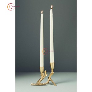 Dernier arrivage Bougeoir minimaliste fait main couleur or plaqué fait à la main Pot à bougie unique Bougeoir design feuille - Product Image 1