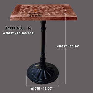 Table d'appoint sur piétement en fer avec plateau en bois massif, style antique, résistante à la rouille, pour salon, chambre, véranda - Product Image 2