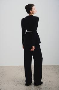 Pantalones Elegantes de Pierna Recta para Mujer, Estilo Minimalista, Frente Plano, Servicio ODM, SOUL, 20% Seda, 80% Poliéster - Product Image 4