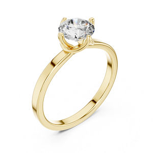 Bague solitaire en or jaune 14 carats avec diamant rond de laboratoire |   Bague en diamant pour tous les jours |   Nouveau diamant cultivé - Product Image 4