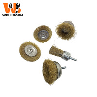 Ensemble de 5 brosses métalliques pour perceuse - Brosse en acier ondulé, brosse en forme de roue et kit d'outils de qualité industrielle pour l'élimination de la rouille et le polissage
