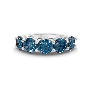 Superbe bague ronde bleu roi avec diamant de laboratoire de 0,50 ct, or massif 14 carats, couleur bleu roi, clarté VS, 5 diamants, profondeur éclatante - Product Image 3