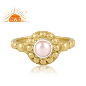Dernière conception faite à la main 18K plaqué or naturel perle déclaration bague Demi bijoux fins pour les femmes cadeau pour elle - Product Image 3