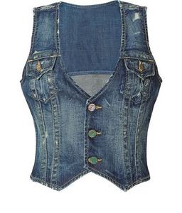 Corset Denim Top Mode Agrafe Décontracté Chic Moderne Slim-Fit Vintage Charme Lavage Léger Intemporel Structuré - Product Image 1