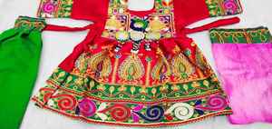 Embroidery Print <b>Chiffon</b> Lace Solid Color Kids Afghani Frock <b>Dress</b> Vintage Style <b>Maxi</b> Length for Girls - Product Image 2