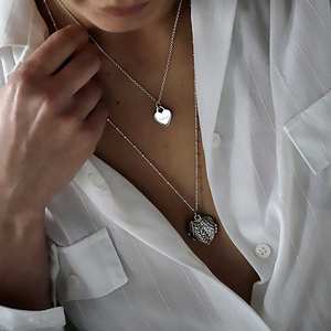 Personalizado 925 plata esterlina corazón declaración collar grabable negro rodio niquelado sin plomo boda Unisex - Product Image 1