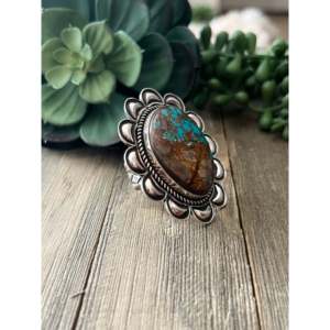 Bague vintage ajustable en argent sterling turquoise de haute qualité Alex Sanchez - Product Image 3