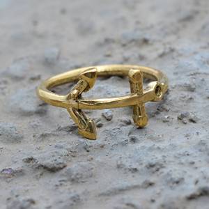 Trendy Bulk 18k Gold Plated Anchor Brass <b>Ring</b> Nautical <b>Stacking</b> <b>Ring</b> Statement Minimalist Horizontal Anchor Wholesale Women <b>Ring</b> - Product Image 4