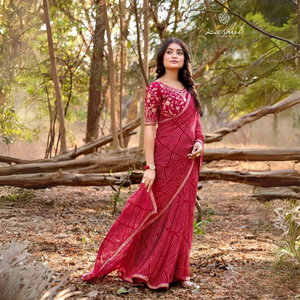 Elegantes Saris Modernos de Mono Georgette con Bordado para Fiestas, Venta al por Mayor para Revendedores, Boutiques, Tiendas en Línea, Compradores OEM, NEETA CREATION - Product Image 1