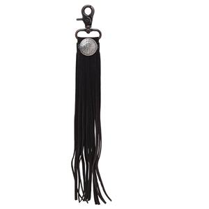 Porte-clés occidental de style tendance par Rodeo International en cuir de vachette et PU avec accessoires de porte-clés à franges - Product Image 1