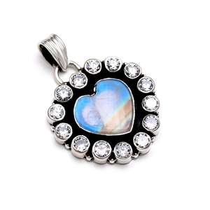 <b>Labradorite</b> Natural Gemstone <b>Pendant</b> Handmade 925 Sterling Silver Simple Design Heart Shape <b>Pendant</b> Gift for Her Fine Jewelry - Product Image 2