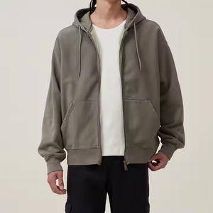 Offre Spéciale automne couleur unie hommes à manches longues fermeture éclair Hoodies avec des couleurs et des tailles personnalisées - Product Image 1