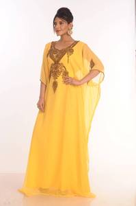 ชุดเดรสยาวถึงพื้นสีเหลืองดูไบโมรอคแคนฟาราอะบายามาซี่สไตล์โมเดิร์นแฟนซี - Product Image 2