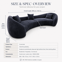Italienisches Minimalistisches Mond-Dreisitzer-L-förmiges Sofa Modernes Luxuriöses Designer-Holzrahmen-Schwamm-Stoffsofa Erweiterbar Wohnzimmer