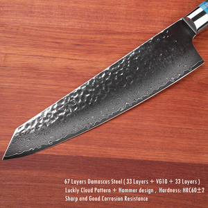 Couteau de chef de cuisine professionnel en acier Damas ultra tranchant avec poignée OEM ODM personnalisé en gros usine de coutellerie - Product Image 3