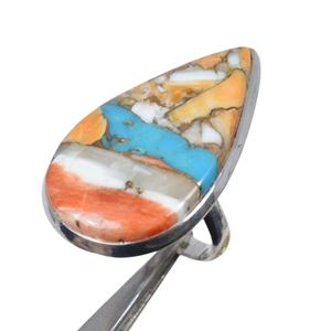 Oyster cobre turquesa piedra preciosa 925 plata esterlina anillo sólido mujeres anillo joyería hecha a mano declaración promesa anillo joyería - Product Image 1