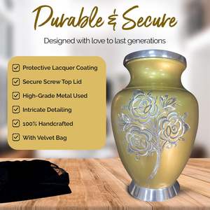 Urna de rosas para cenizas humanas-Urnas de entierro para cenizas Adulto Hombre y mujer-Urna de cremación de rosas hecha a mano con bolsa premium-Honor - Product Image 4