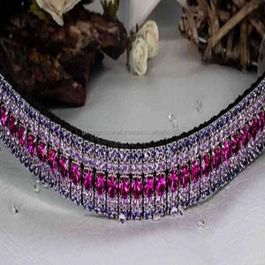 สายบังเหียนหนังม้าคริสตัลสีน้ำตาลแวววาว,สายรัดหนังม้าขี่ม้าขี่ม้าสายสีน้ำตาลพร้อมกำหนดได้เอง5แถว - Product Image 5