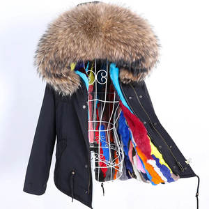 Parka Maomaokong con Forro de Piel de Conejo, Capucha de Mezclilla con Relleno de Algodón, Talla Grande, Resistente al Viento y al Agua, Ropa Larga y Corta para Otoño - Product Image 6
