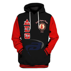 Sudadera Delta Sigma Theta Negra con Diseño de Elefante Rojo y Letras Griegas 1913 DST Sorority, Impresión Digital Personalizada, Unisex, Invierno - Product Image 2