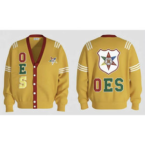Pull cardigan varsity personnalisé OES |   Veste de l'Ordre de l'Étoile de l'Orient |   Pull en tricot à boutons - Product Image 1
