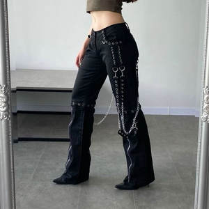 กางเกงขายาวสไตล์โกธิคพังก์ร็อกสีดำสำหรับผู้หญิง ขายส่งจากโรงงาน ราคาสุดคุ้ม ปี 2026 - Product Image 3