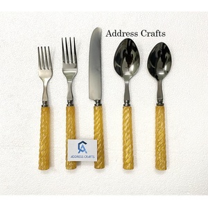 Juego de cubiertos ecológicos con mango de resina para el hogar, Hotel, restaurante, uso reutilizable, cubiertos seguros para alimentos, vajilla, decoración de boda, cubiertos - Product Image 1