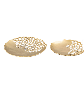 Plateaux de service ronds en métal Plateau en aluminium tendance pour la maison Hôtel Restaurant servant un design moderne décoratif de couleur or - Product Image 4