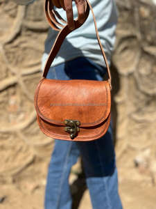 กระเป๋าถือหนังแพะสไตล์วินเทจสำหรับผู้หญิงทำด้วยมือกระเป๋าสะพายหนังแท้5*7ทำด้วยมือ - Product Image 2