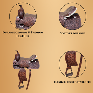 Sillines de doma de cuero genuino de estilo occidental, varios tamaños para montar a caballo, sillín inglés, sillín de caballo occidental - Product Image 4