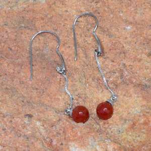 Boucles d'oreilles cornaline rouge 925 bijoux en pierres précieuses en argent sterling boucles d'oreilles pendantes faites à la main cadeau pour son anniversaire - Product Image 2