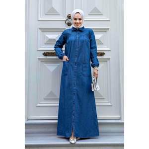 Vestido Vaquero Abotonado Azul Oscuro - Product Image 1